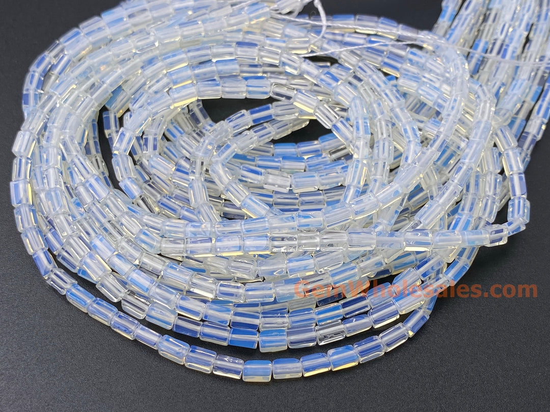 2x4mm Opalite stone Rectangle Tube Beads for jewelry making, 15"