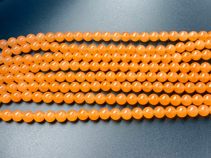 15" 6mm orange Malaysian jade Round beads