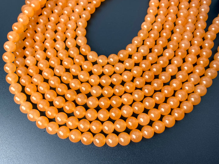 15" 6mm orange Malaysian jade Round beads