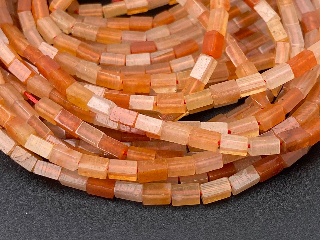 2x4mm Natural orange Aventurine Rectangle Tube Beads, 15"