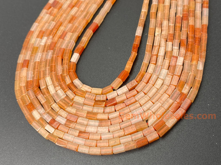 2x4mm Natural orange Aventurine Rectangle Tube Beads, 15"