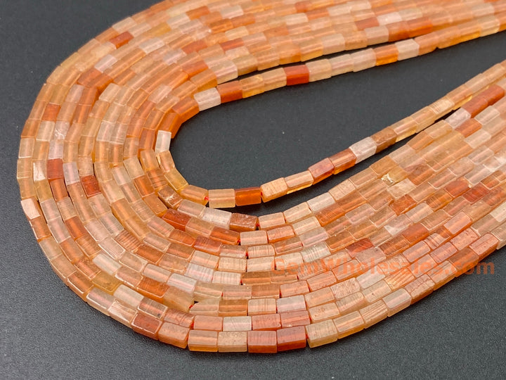 2x4mm Natural orange Aventurine Rectangle Tube Beads, 15"