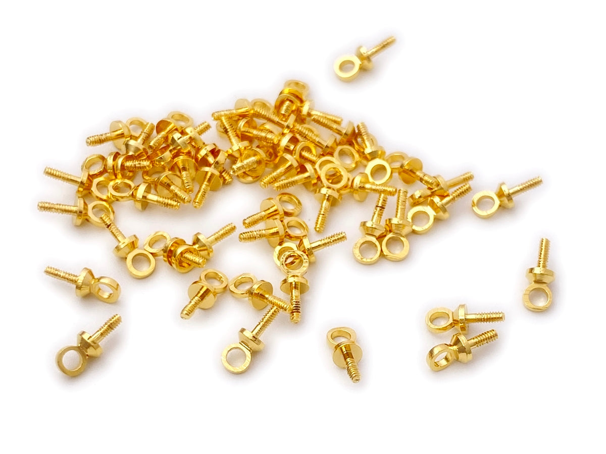 20PCS 7x3mm gold plated brass Screw Eye Bails Pin findings