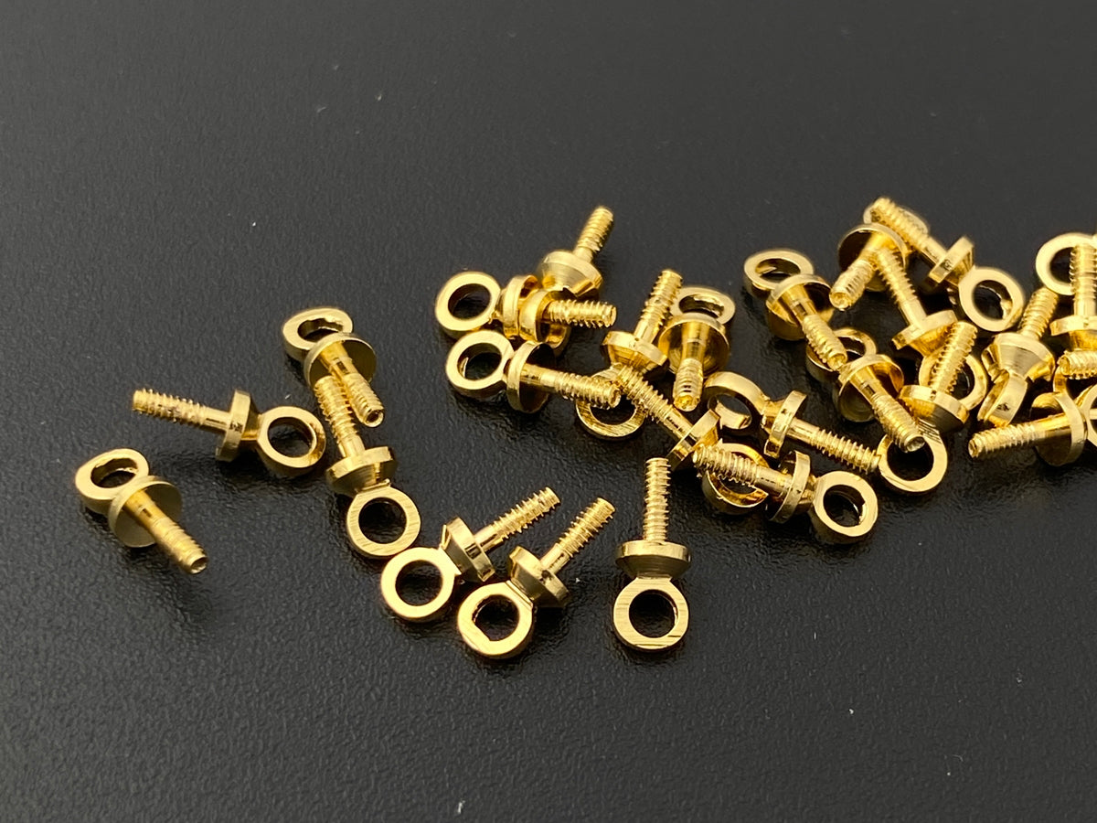 20PCS 7x3mm gold plated brass Screw Eye Bails Pin findings