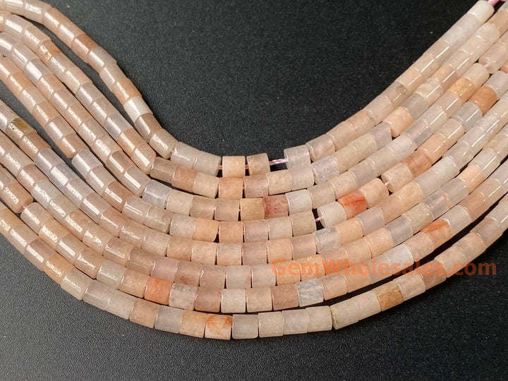 4x4mm Natural pink aventurine round Cylinder tube beads, 15"