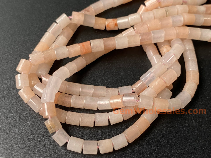 4x4mm Natural pink aventurine round Cylinder tube beads, 15"