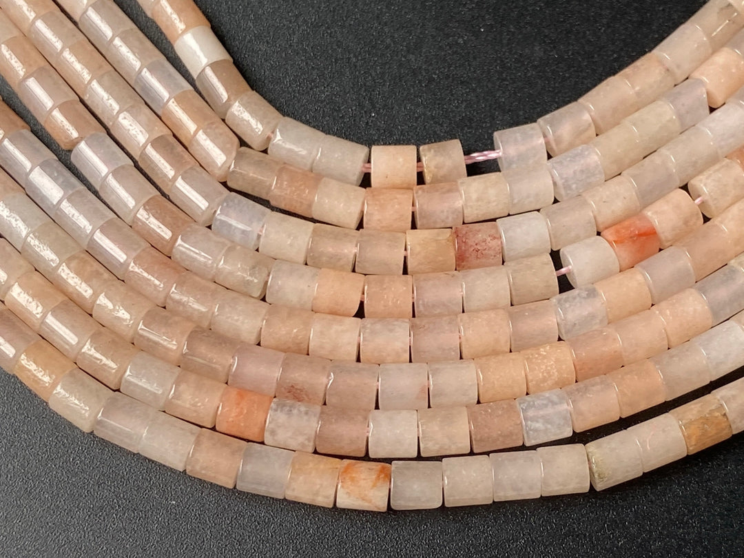 4x4mm natural pink aventurine round cylinder tube beads