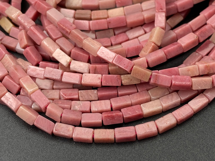 2x4mm Natural Rhodonite rectangle tube beads