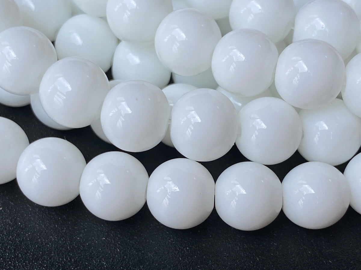 15.5" 6mm/8mm white porcelain Round beads