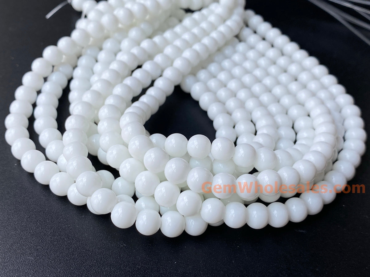 15.5" 6mm/8mm white porcelain Round beads