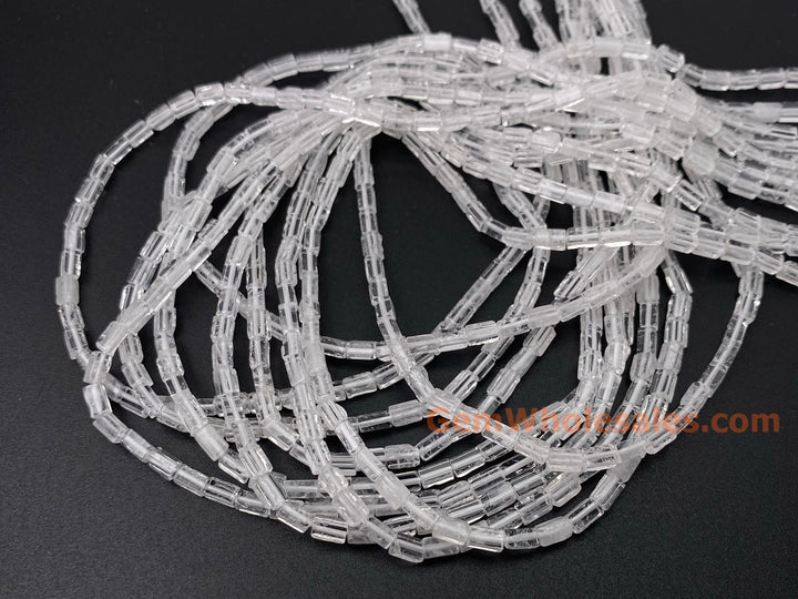 2x4mm Natural Clear Quartz rectangle tube beads