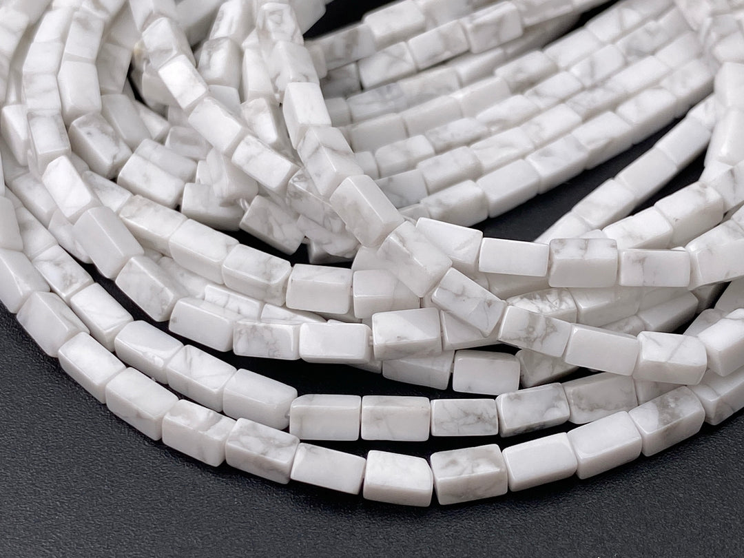 2x4mm Natural White Howlite rectangle tube beads