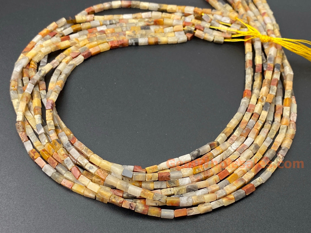 2x4mm Natural Crazy Agate rectangle tube beads