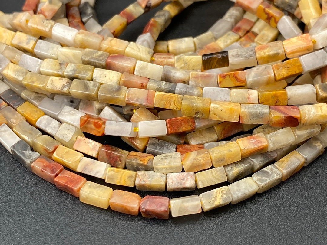 2x4mm Natural Crazy Agate rectangle tube beads