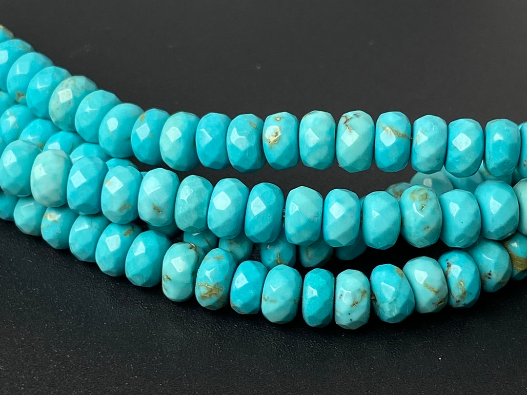 15.5" 3x5mm/4x6mm Blue howlite roundel/rondelle faceted beads