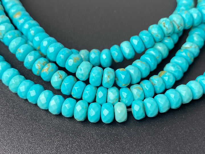 15.5" 3x5mm/4x6mm Blue howlite roundel/rondelle faceted beads