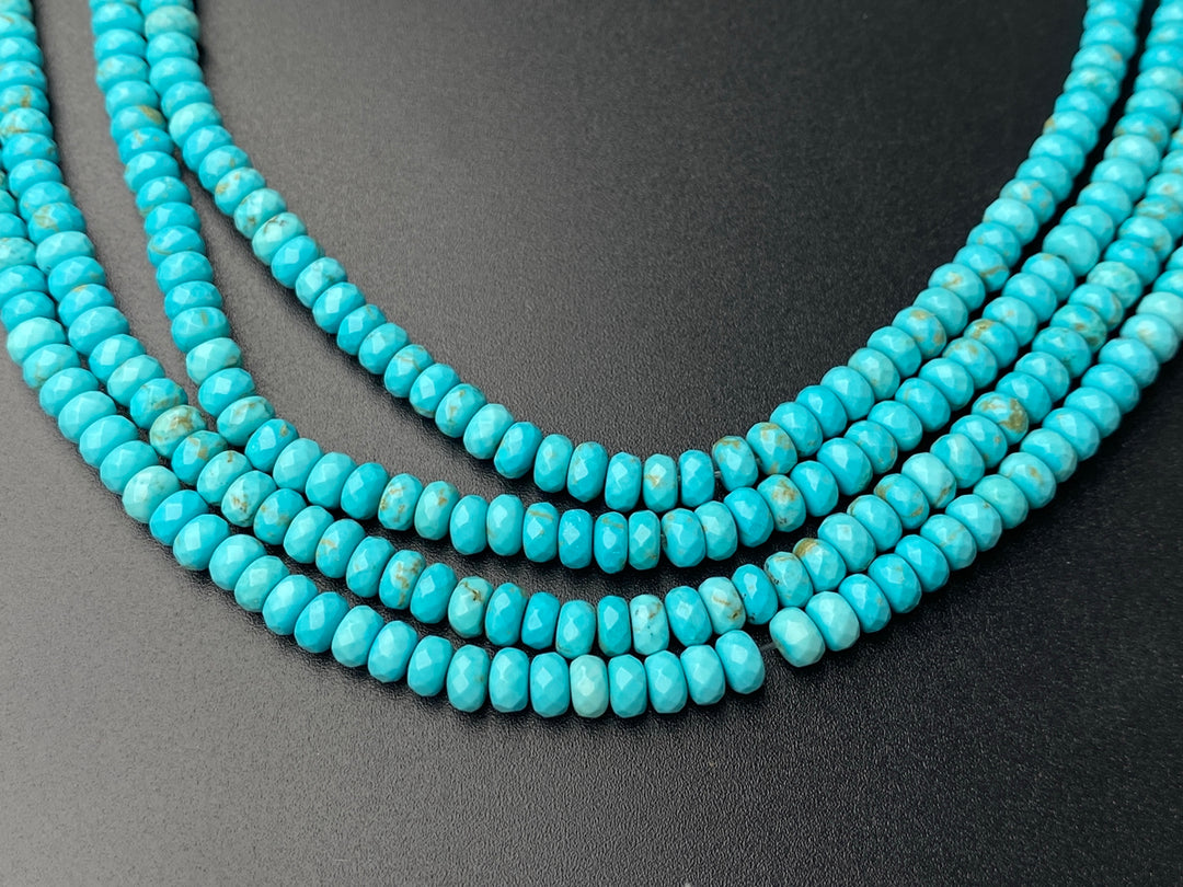 15.5" 3x5mm/4x6mm Blue howlite roundel/rondelle faceted beads