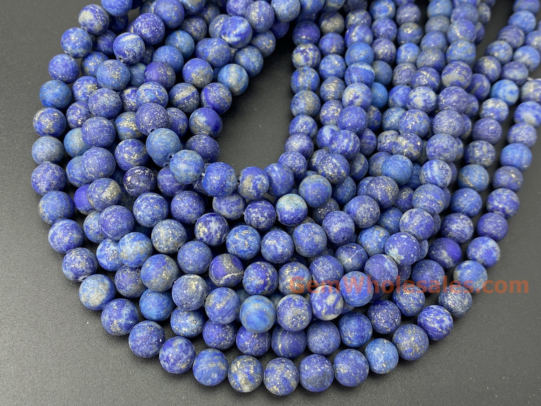 8mm AB Natural genuine matte Lapis lazuli stone round beads, 14.5"