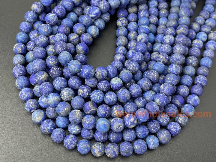 8mm AB Natural genuine matte Lapis lazuli stone round beads, 14.5"