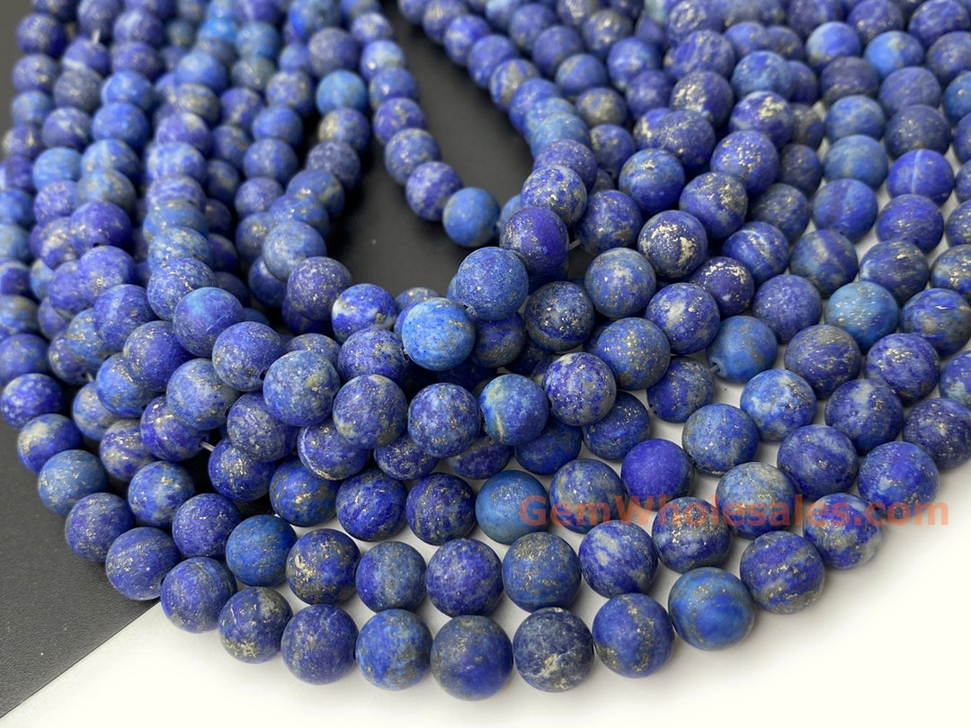 8mm AB Natural genuine matte Lapis lazuli stone round beads, 14.5"