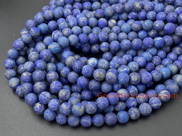 8mm AB Natural genuine matte Lapis lazuli stone round beads, 14.5"