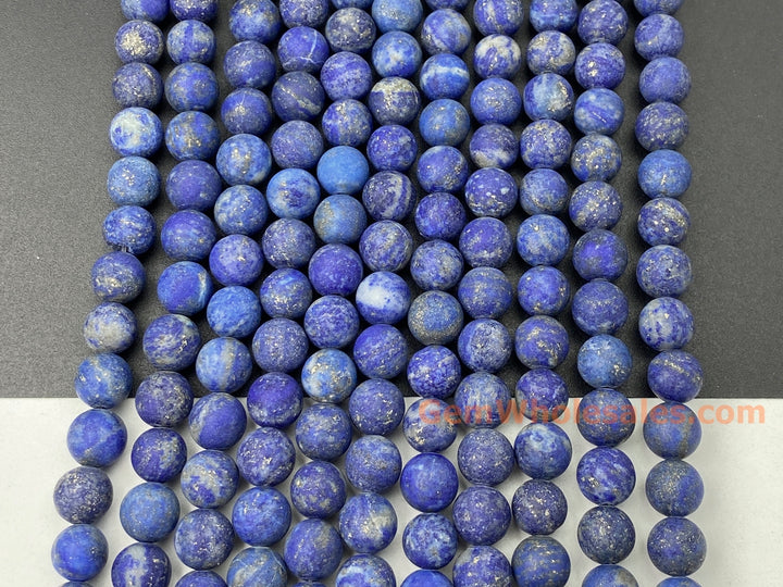 8mm AB Natural genuine matte Lapis lazuli stone round beads, 14.5"