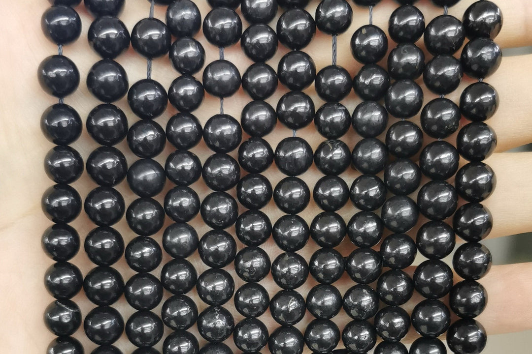 15.5" 4mm/6mm/8mm Natural Shungite stone Smooth Round Beads