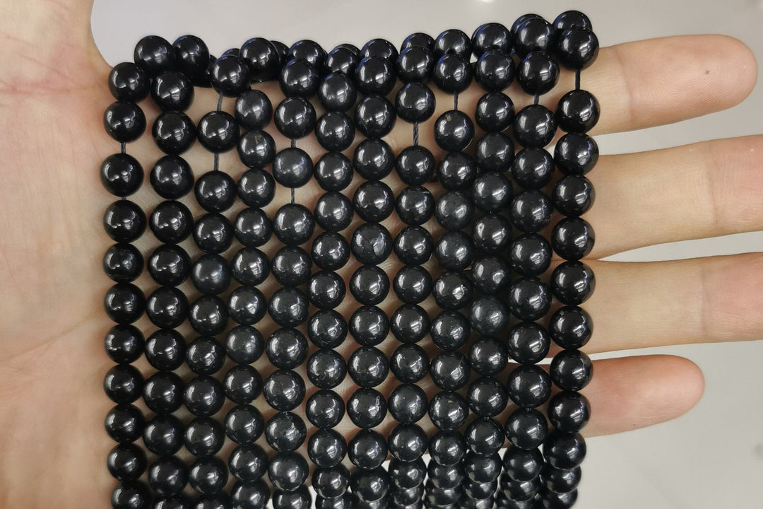 15.5" 4mm/6mm/8mm Natural Shungite stone Smooth Round Beads