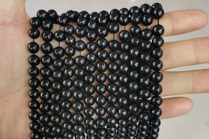 15.5" 4mm/6mm/8mm Natural Shungite stone Smooth Round Beads