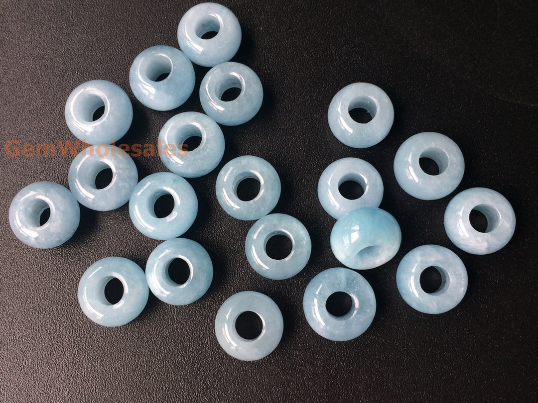 1pc 12mm AA Natural Aquamarine stone pandora beads