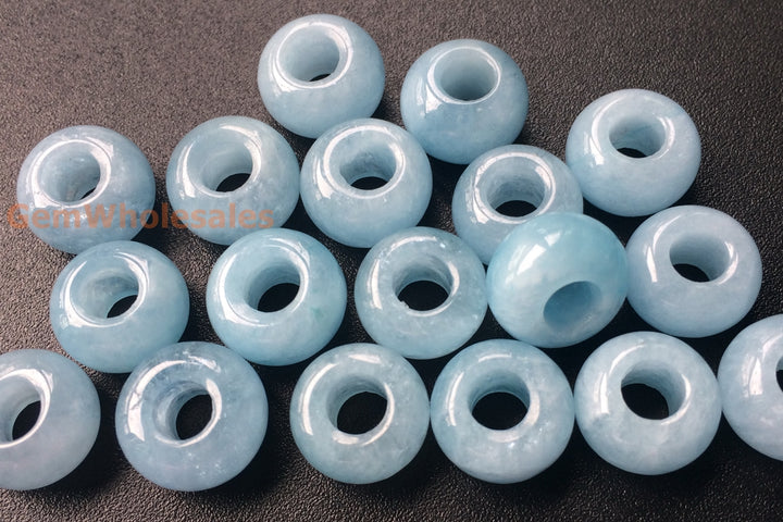 1pc 12mm AA Natural Aquamarine stone pandora beads