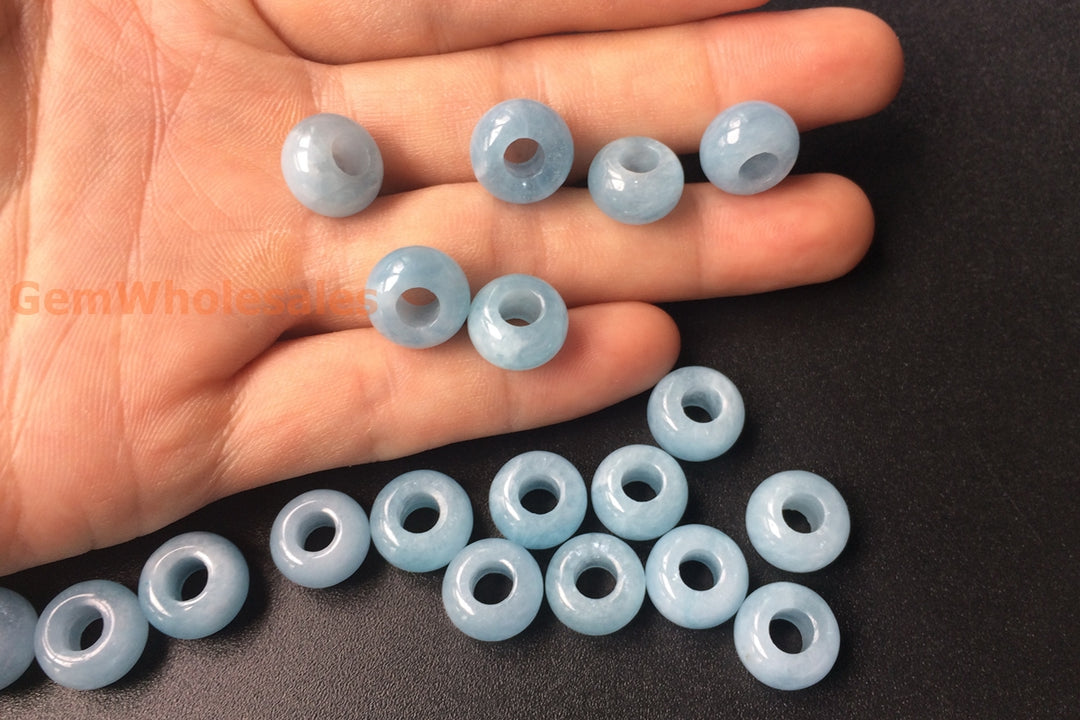 1pc 12mm AA Natural Aquamarine stone pandora beads