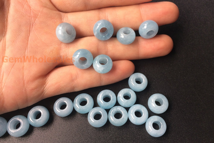 1pc 12mm AA Natural Aquamarine stone pandora beads
