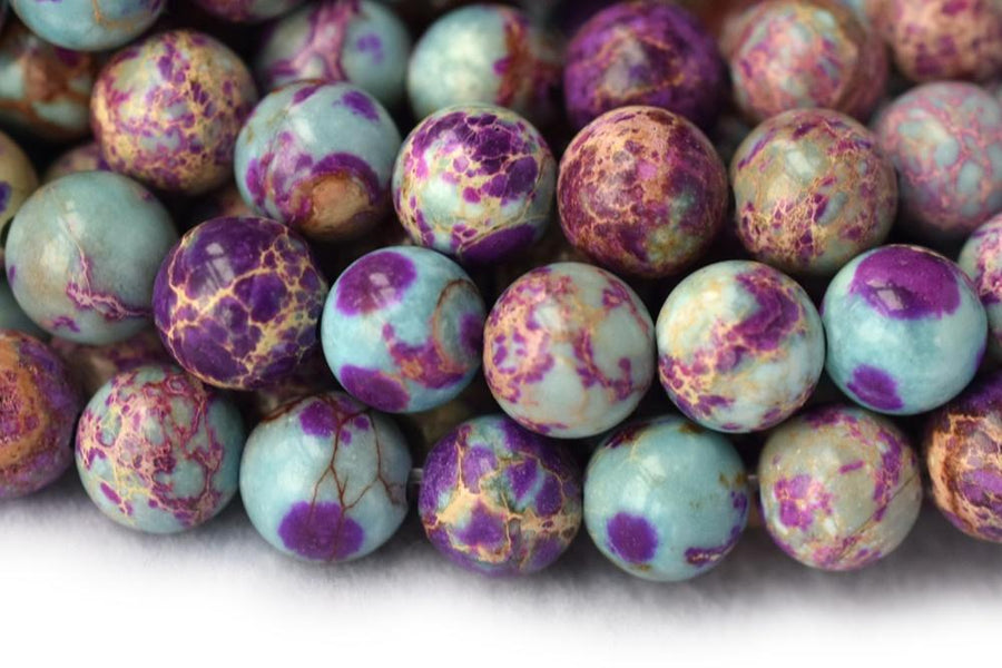 15.5" 8mm purple green emperor jasper round beads, Sea Sediment,Aqua Terra Jasper N