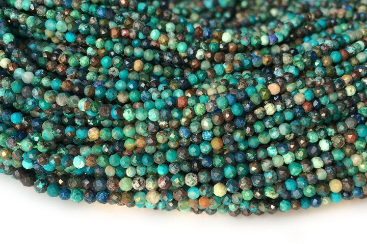 15.5" 2mm Turquoise Chrysocolla Tiny Round Micro faceted beads