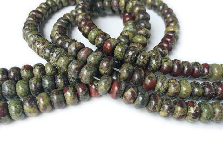 15.5" 5x8mm natural Dragon blood Jasper roundel/rondelle beads, semi-precious stone