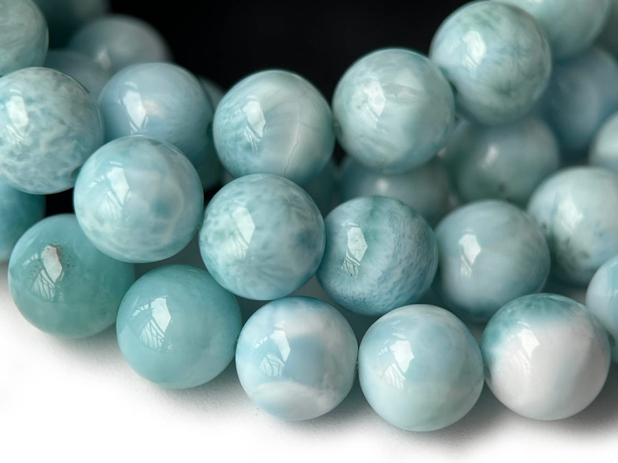 15.5" 8mm A Natural genuine larimar round gemstone jewelry beads