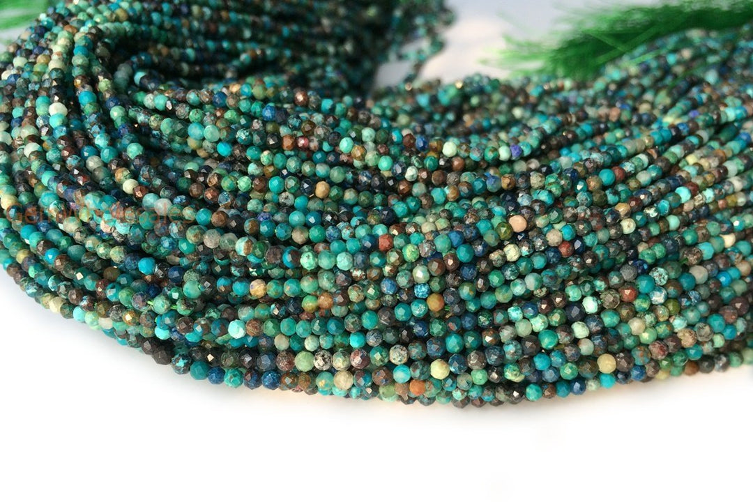 15.5" 2mm Turquoise Chrysocolla Tiny Round Micro faceted beads