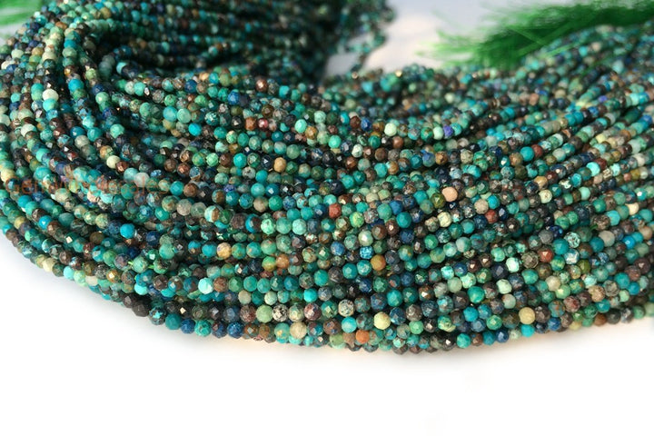 15.5" 2mm Turquoise Chrysocolla Tiny Round Micro faceted beads