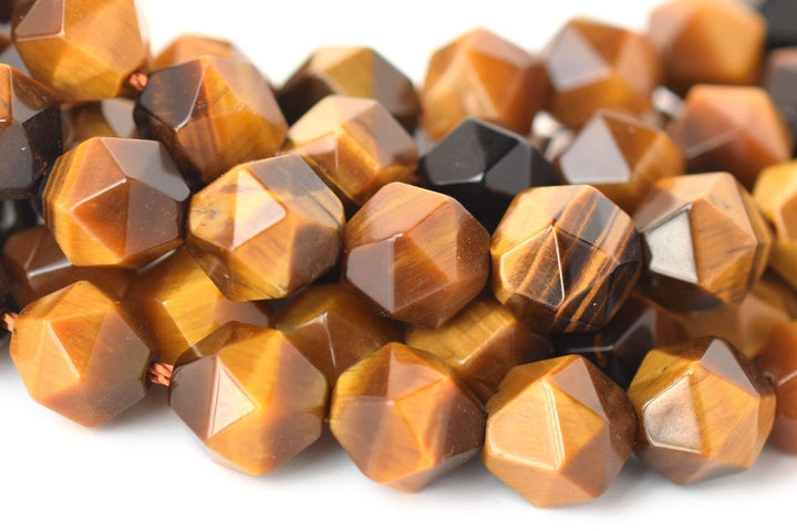 15.5" Yellow tiger eye faceted beads 8mm/10mm,  yellow color semi-precious stone