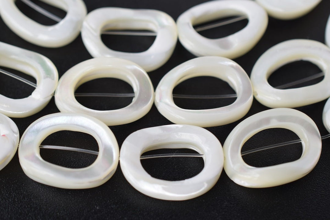 15.5" 15x20mm Natural white MOP oval circle,white mother of pearl,white shell