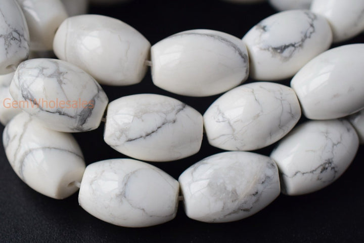 16" 13x18mm Natural white howlite drum beads, white howlite 13x18mm barrel beads