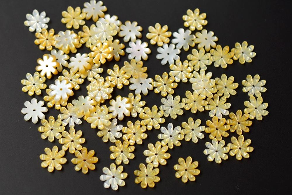10PCS 8/10mm Natural Yellow MOP 8 petal flower,mother of pearl sun flower
