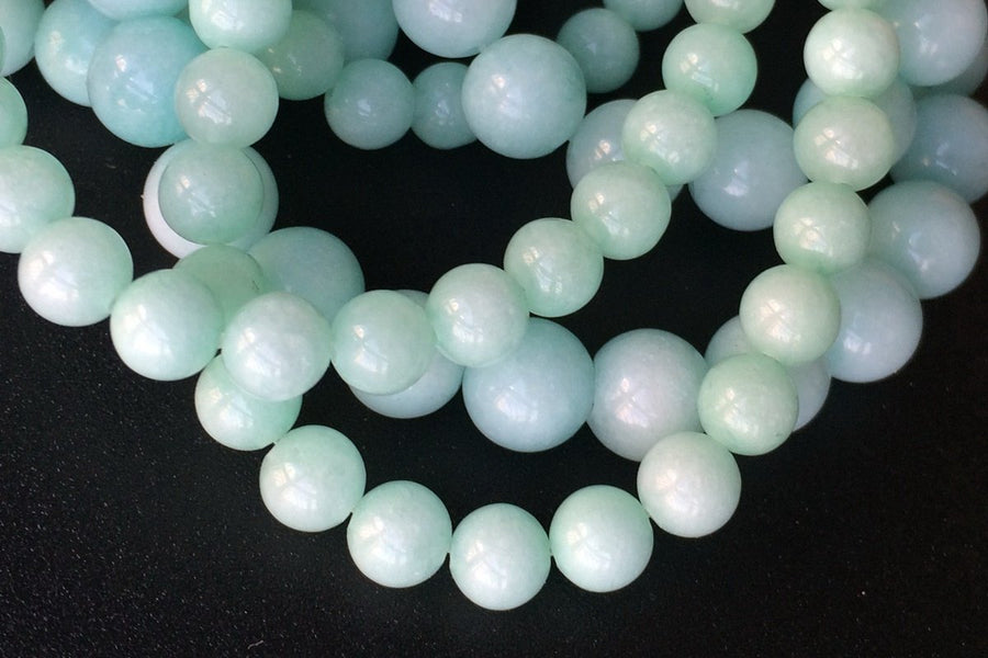 Light blue Malaysian jade 6mm/8mm/10mm/12mm round beads – GemWholesales