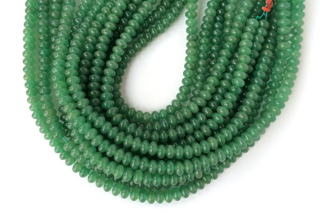 15.5" 5x8mm Natural Green aventurine roundel/rondelle beads
