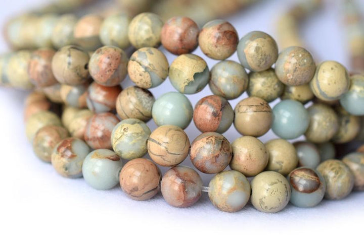 15.5" Blue Aqua Terra Jasper round beads 8mm/10mm, blue African opal beads, blue impression jasper