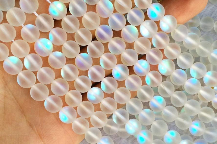 Synthetic Moonstone - Round- beads supplier