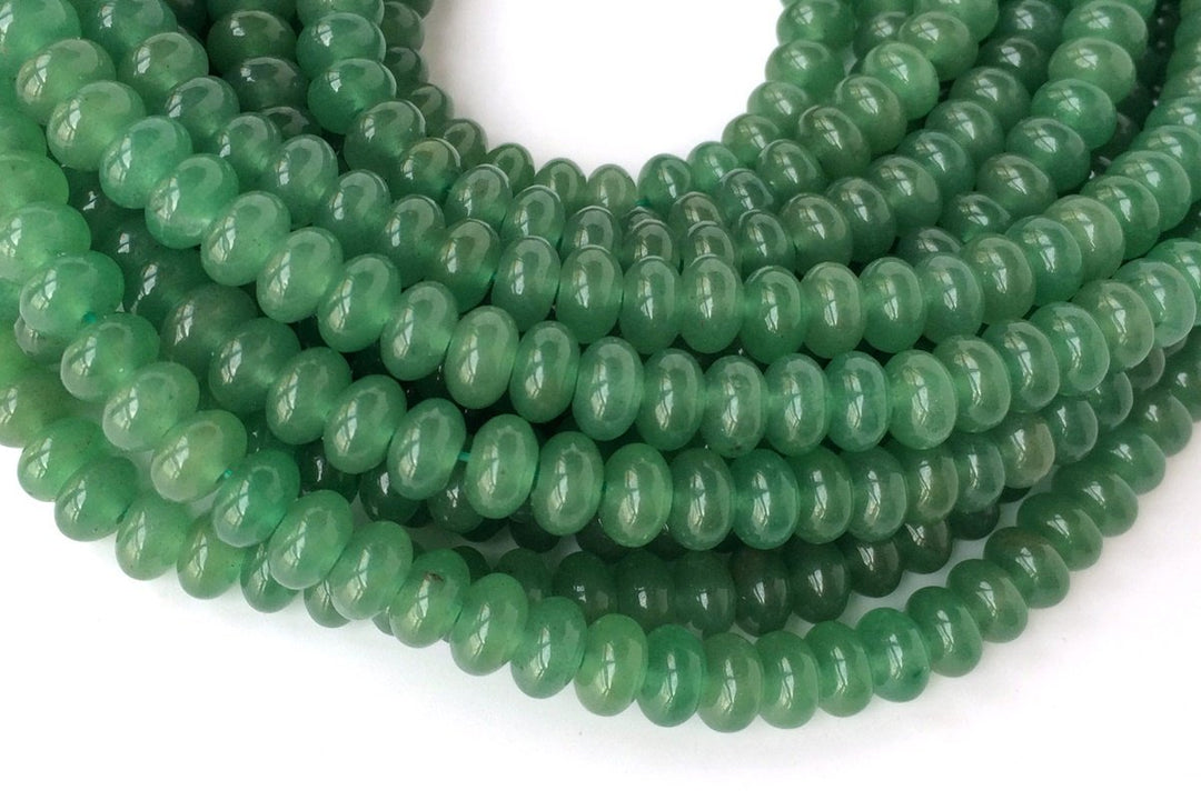 15.5" 5x8mm Natural Green aventurine roundel/rondelle beads