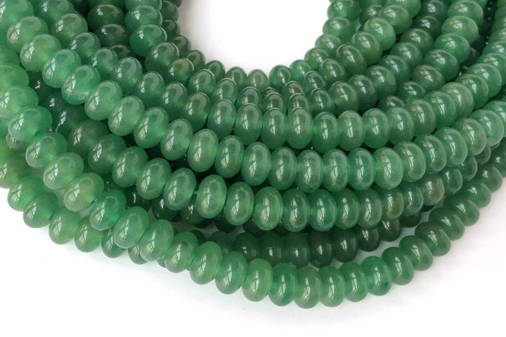 15.5" 5x8mm Natural Green aventurine roundel/rondelle beads