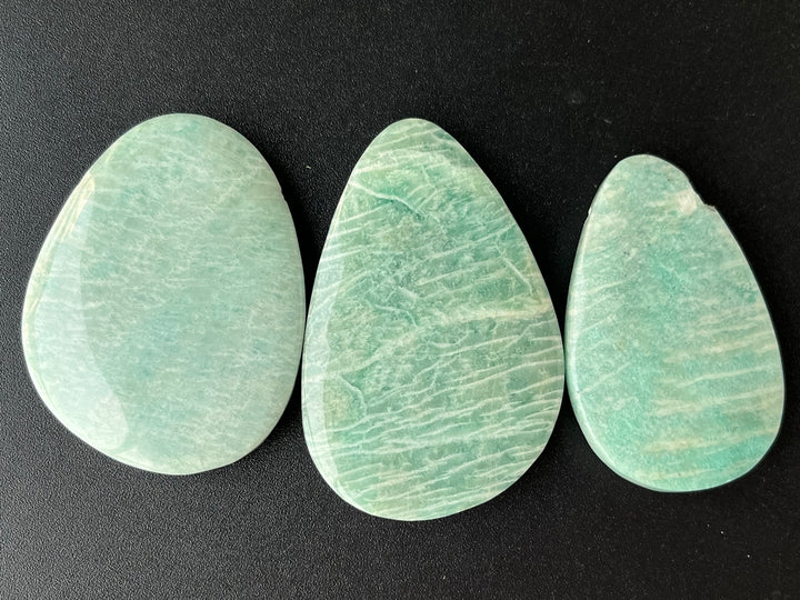 1PC 55~65mm Natural Amazonite stone big flat nugget pendant Side hole